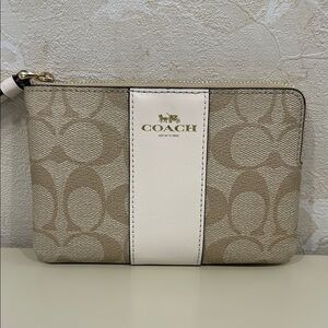 Coach Corner Zip Wristlet In Signature Canvas
